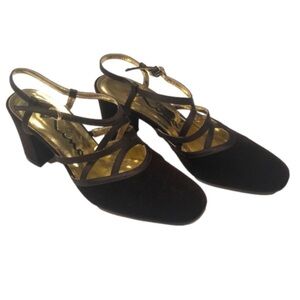 NINA Dark Brown Velvet Heels Size 6